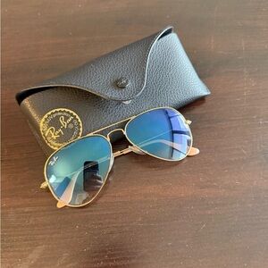 Ray-Ban Gradient Aviators in Artista Gold and Light Blue